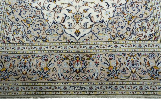 Full view of 2000s Kashan rug from Iran / Persia, 313 × 205 cm in Beige tones
