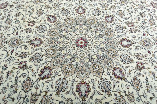 Central medallion detail of 2000s Kashan rug from Iran / Persia
