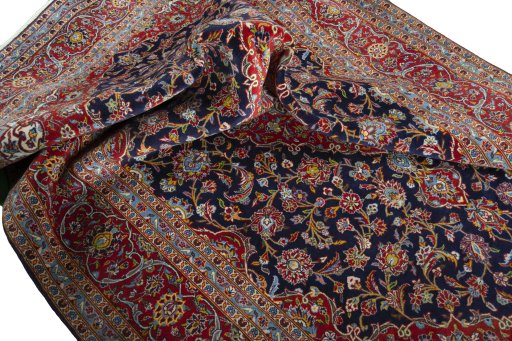 Surface texture of New Kashan rug with natural Cork and intricate pattern