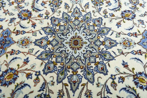 Central medallion detail of 2000s Kashan rug from Iran / Persia