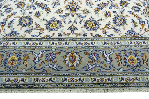 Full view of 2000s Kashan rug from Iran / Persia, 297 × 197 cm in Beige tones