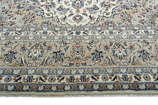 Full view of 2000s Kashan rug from Iran / Persia, 353 × 246 cm in Beige tones