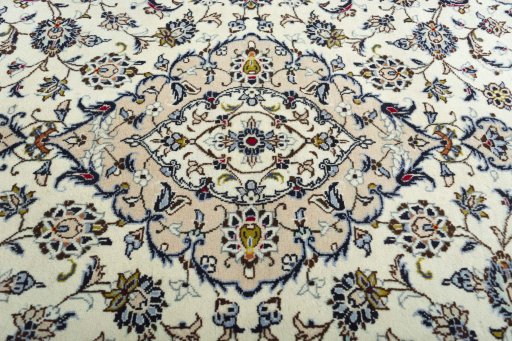 Central medallion detail of 2000s Kashan rug from Iran / Persia