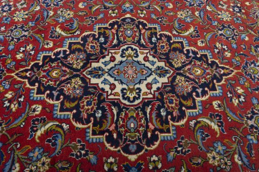 Central medallion detail of 2000s Kashan rug from Iran / Persia