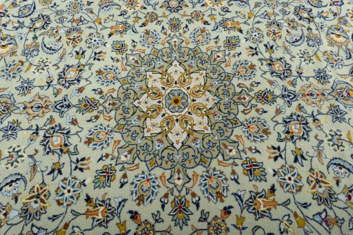 Central medallion detail of 2000s Kashan rug from Iran / Persia