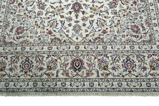 Full view of 2000s Kashan rug from Iran / Persia, 305 × 200 cm in Beige tones
