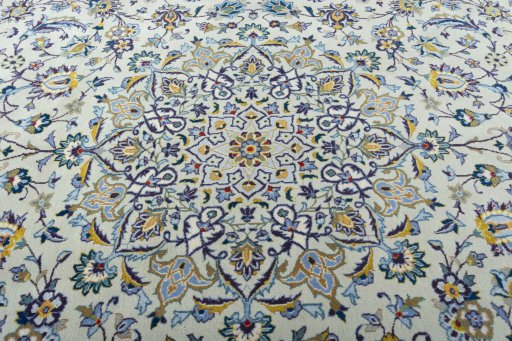 Central medallion detail of 2000s Kashan rug from Iran / Persia
