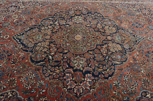 Central medallion detail of 1930s Kashan rug from Iran / Persia