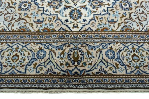 Full view of 2000s Kashan rug from Iran / Persia, 304 × 199 cm in Beige tones