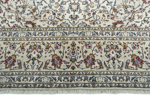 Full view of 2000s Kashan rug from Iran / Persia, 300 × 200 cm in Beige tones