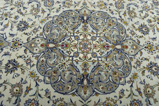 Central medallion detail of 2000s Kashan rug from Iran / Persia