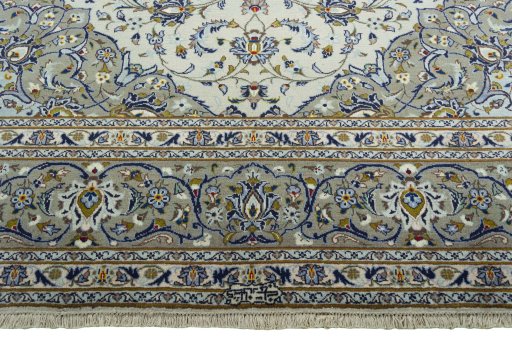 Full view of 2000s Kashan rug from Iran / Persia, 345 × 258 cm in Beige tones