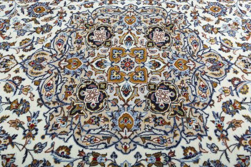 Central medallion detail of 2000s Kashan rug from Iran / Persia