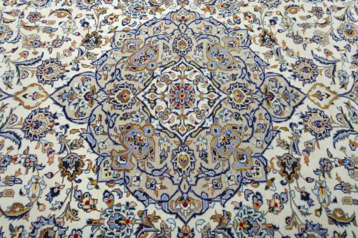 Central medallion detail of 2000s Kashan rug from Iran / Persia