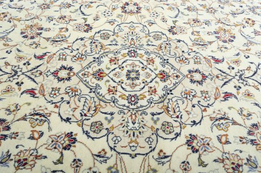 Central medallion detail of 2000s Kashan rug from Iran / Persia