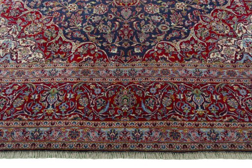 Full view of 2000s Kashan rug from Iran / Persia, 400 × 300 cm in Blue tones