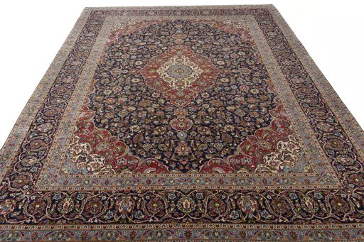 Surface texture of 2000s Kashan rug with natural Cork and intricate pattern