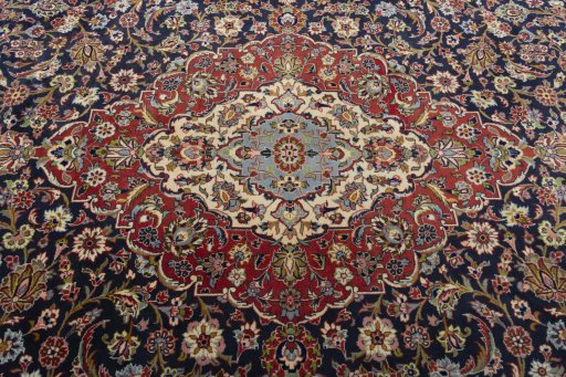 Central medallion detail of 2000s Kashan rug from Iran / Persia