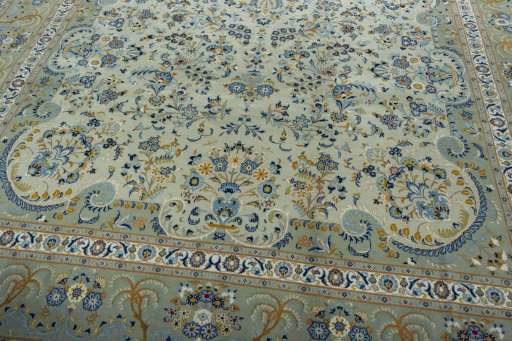 Close-up detail of 2000s Kashan rug from Iran / Persia showing Cork weave
