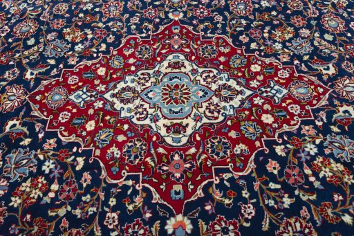 Central medallion detail of 2000s Kashan rug from Iran / Persia