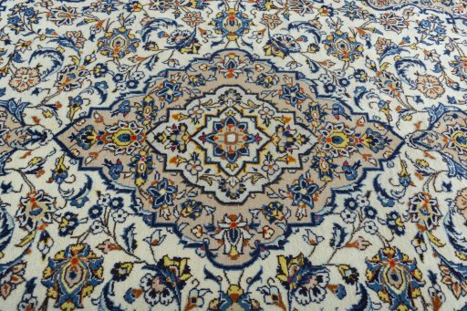 Central medallion detail of 2000s Kashan rug from Iran / Persia