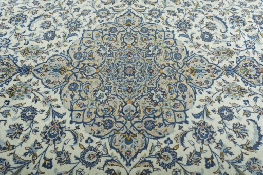 Central medallion detail of 2000s Kashan rug from Iran / Persia