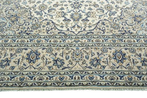 Full view of 2000s Kashan rug from Iran / Persia, 403 × 294 cm in Beige tones