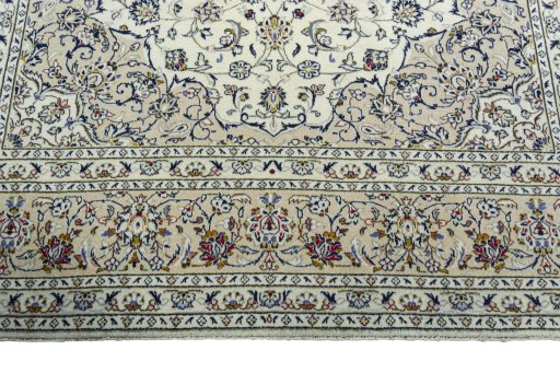 Full view of 2000s Kashan rug from Iran / Persia, 351 × 240 cm in Beige tones