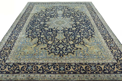 Surface texture of 2000s Kashan rug with natural Cork and intricate pattern
