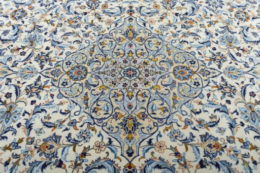 Central medallion detail of 2000s Kashan rug from Iran / Persia
