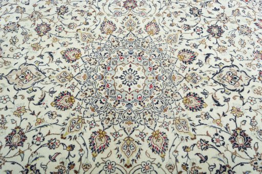 Central medallion detail of 2000s Kashan rug from Iran / Persia