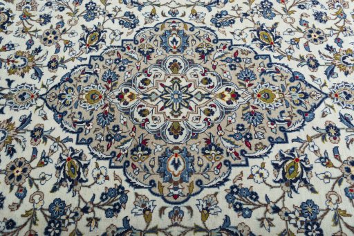 Central medallion detail of 2000s Kashan rug from Iran / Persia