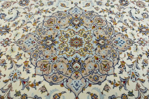Central medallion detail of 2000s Kashan rug from Iran / Persia