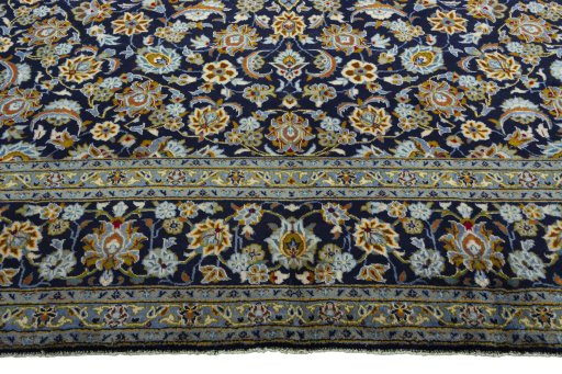 Full view of 2000s Kashan rug from Iran / Persia, 407 × 311 cm in Brown tones