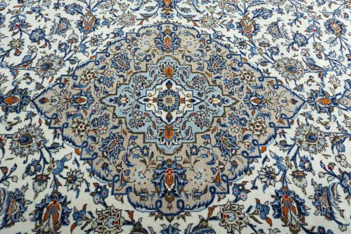 Central medallion detail of 2000s Kashan rug from Iran / Persia
