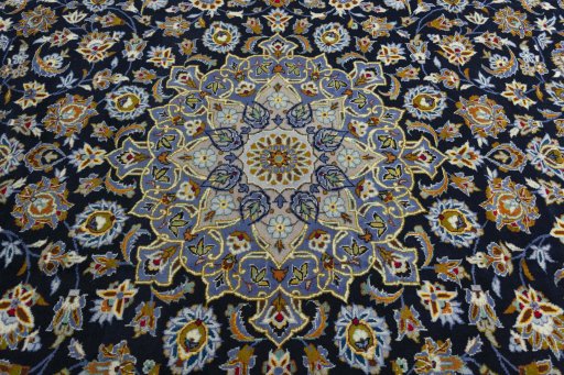 Central medallion detail of 2000s Kashan rug from Iran / Persia
