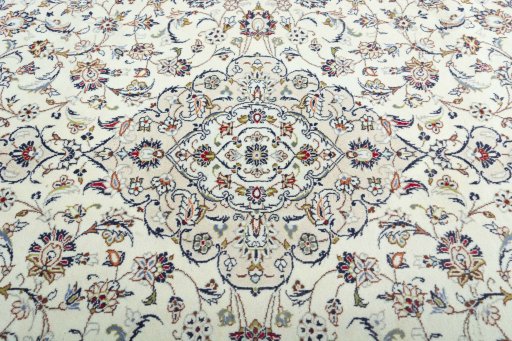 Central medallion detail of 2000s Kashan rug from Iran / Persia
