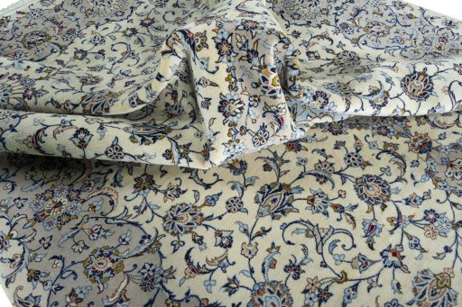 Surface texture of New Kashan rug with natural Cork and intricate pattern