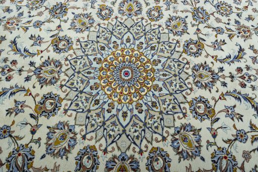 Central medallion detail of 2000s Kashan rug from Iran / Persia
