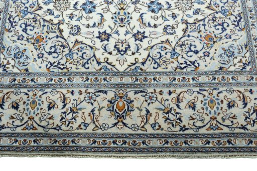 Full view of 2000s Kashan rug from Iran / Persia, 302 × 200 cm in Beige tones