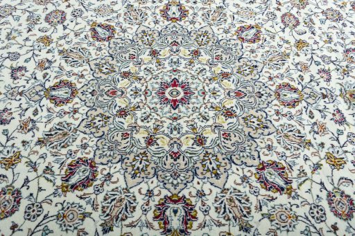 Central medallion detail of 2000s Kashan rug from Iran / Persia