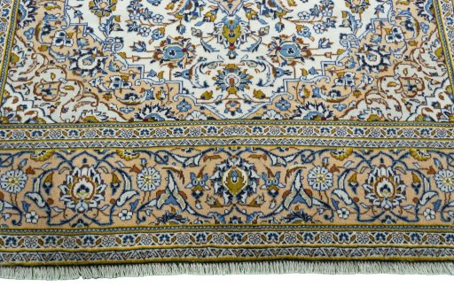 Full view of 2000s Kashan rug from Iran / Persia, 298 × 202 cm in Beige tones