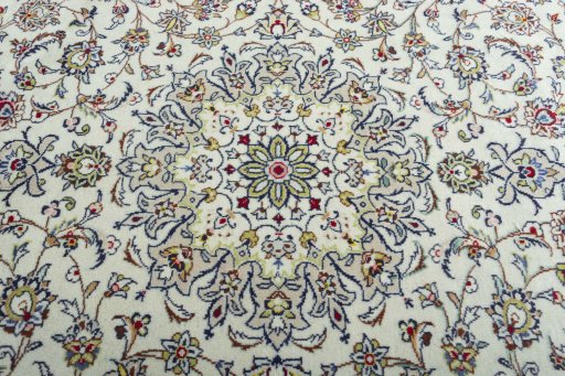 Central medallion detail of 2000s Kashan rug from Iran / Persia