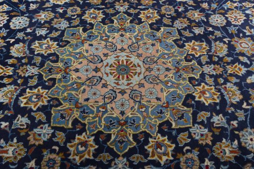 Central medallion detail of 1970s Kashan rug from Iran / Persia