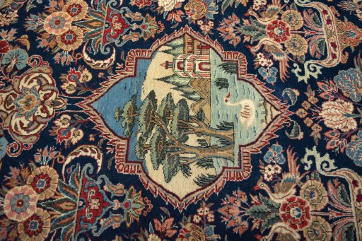 Central medallion detail of 1930s Kashan rug from Iran / Persia