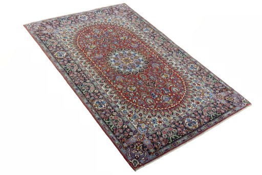 Close-up detail of 2000s Kashan rug from Iran / Persia showing Cork weave