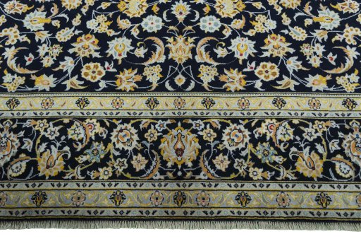 Full view of 2000s Kashan rug from Iran / Persia, 429 × 302 cm in Blue tones