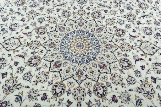 Central medallion detail of 2000s Kashan rug from Iran / Persia