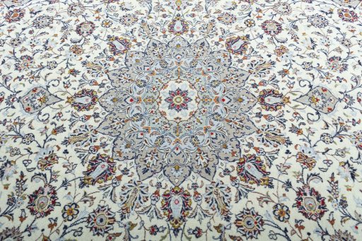 Central medallion detail of 2000s Kashan rug from Iran / Persia