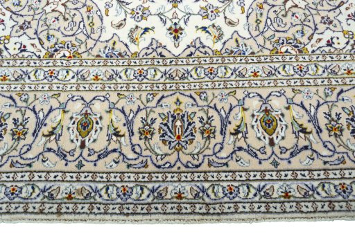 Full view of 2000s Kashan rug from Iran / Persia, 304 × 196 cm in Beige tones